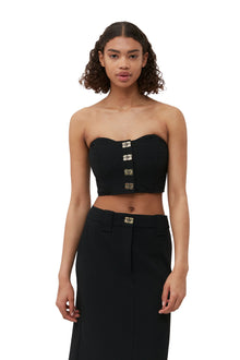 Stretch Suiting Corsage Top | Black