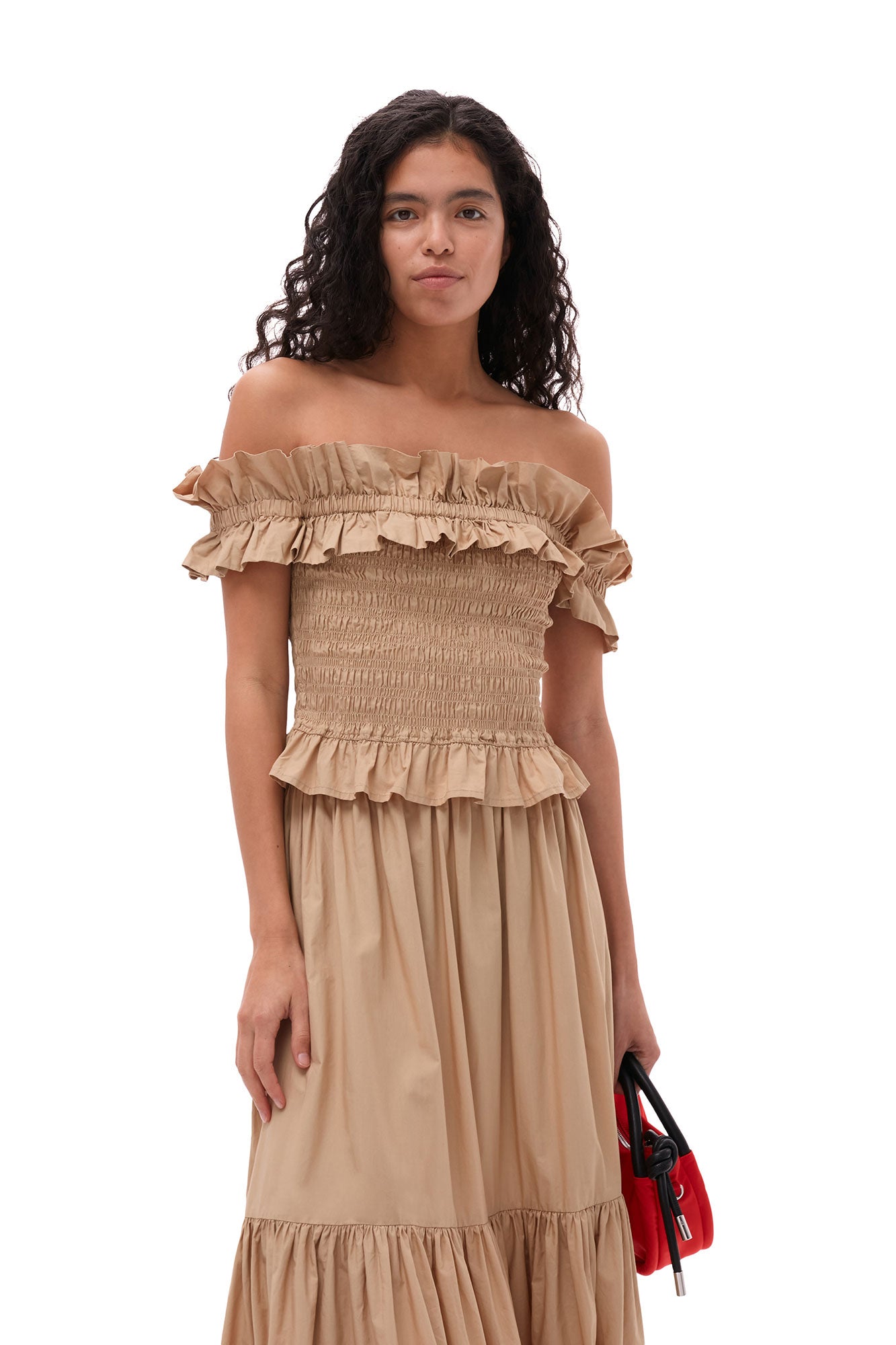 Cotton Poplin Off-Shoulder Smock Top | Curds and Whey