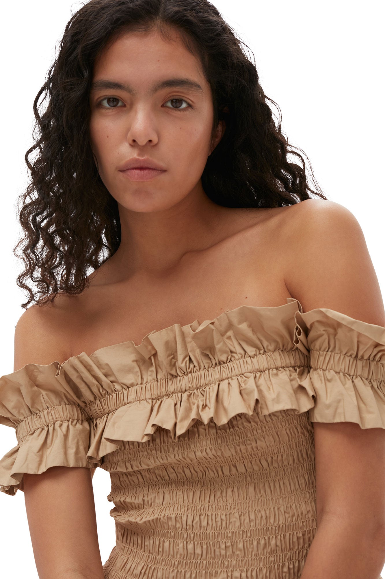 Cotton Poplin Off-Shoulder Smock Top | Curds and Whey