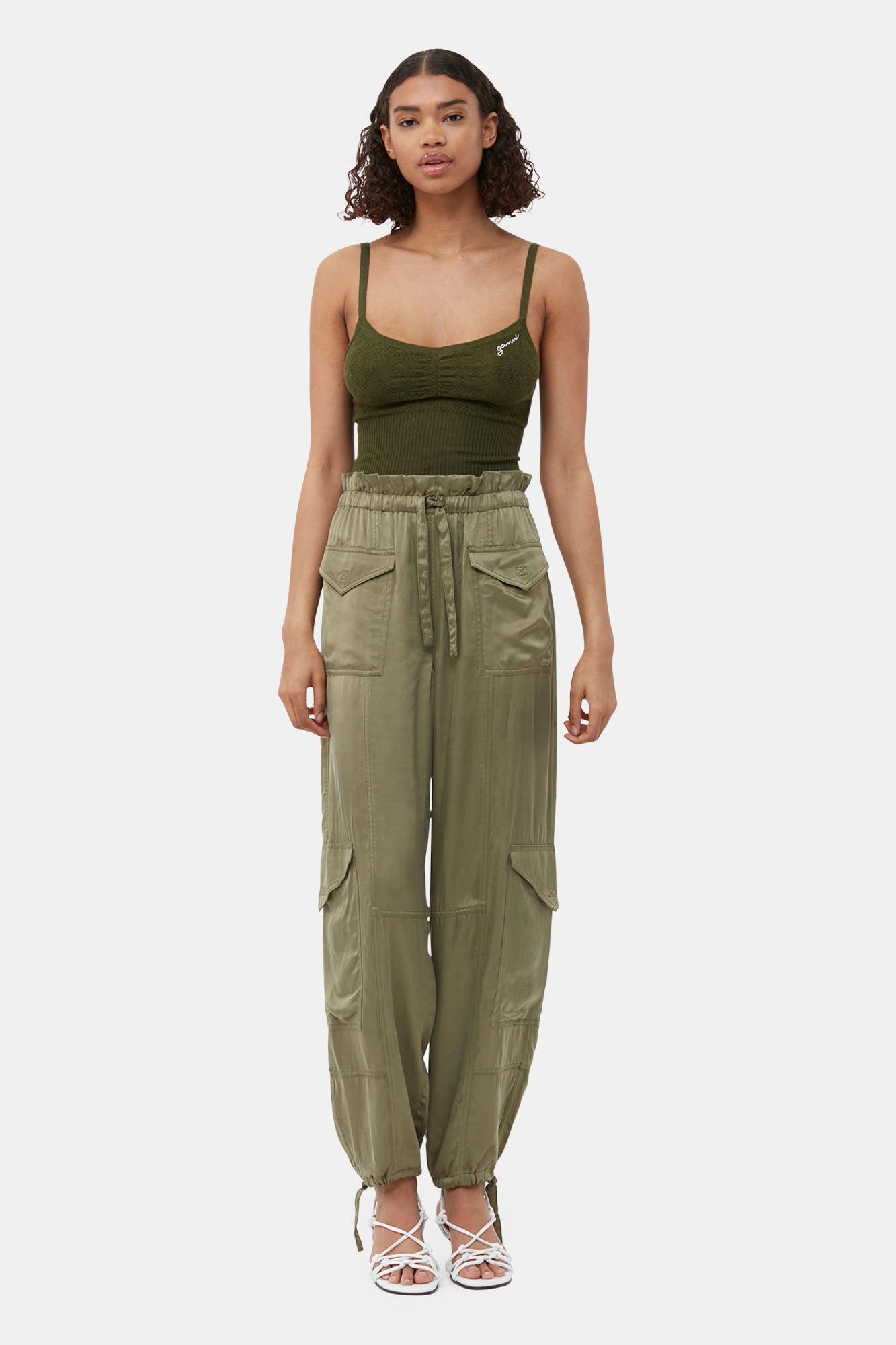Washed Satin Trousers | Aloe