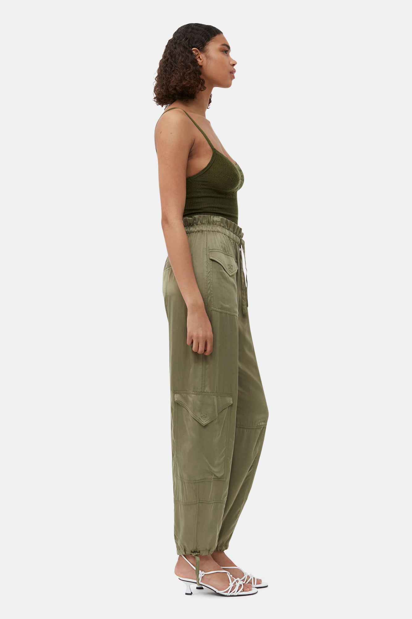 Washed Satin Trousers | Aloe