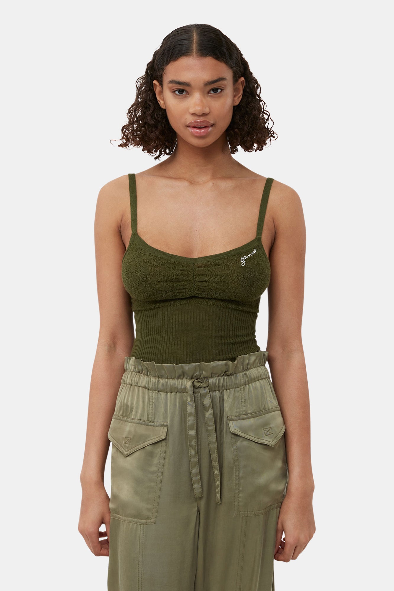 Washed Satin Trousers | Aloe