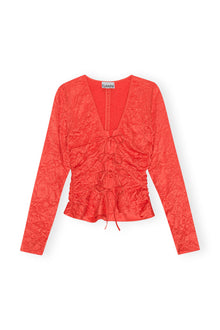 Crinkled Satin V-Neck Shirt | Grenadine