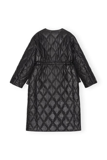 Shiny Quilt Long Coat | Black