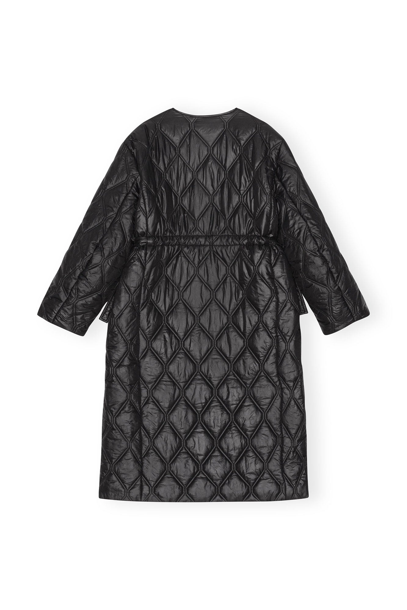 Shiny Quilt Long Coat | Black