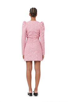 Stretch Jacquard V-Neck Mini Dress | Orchid Smoke