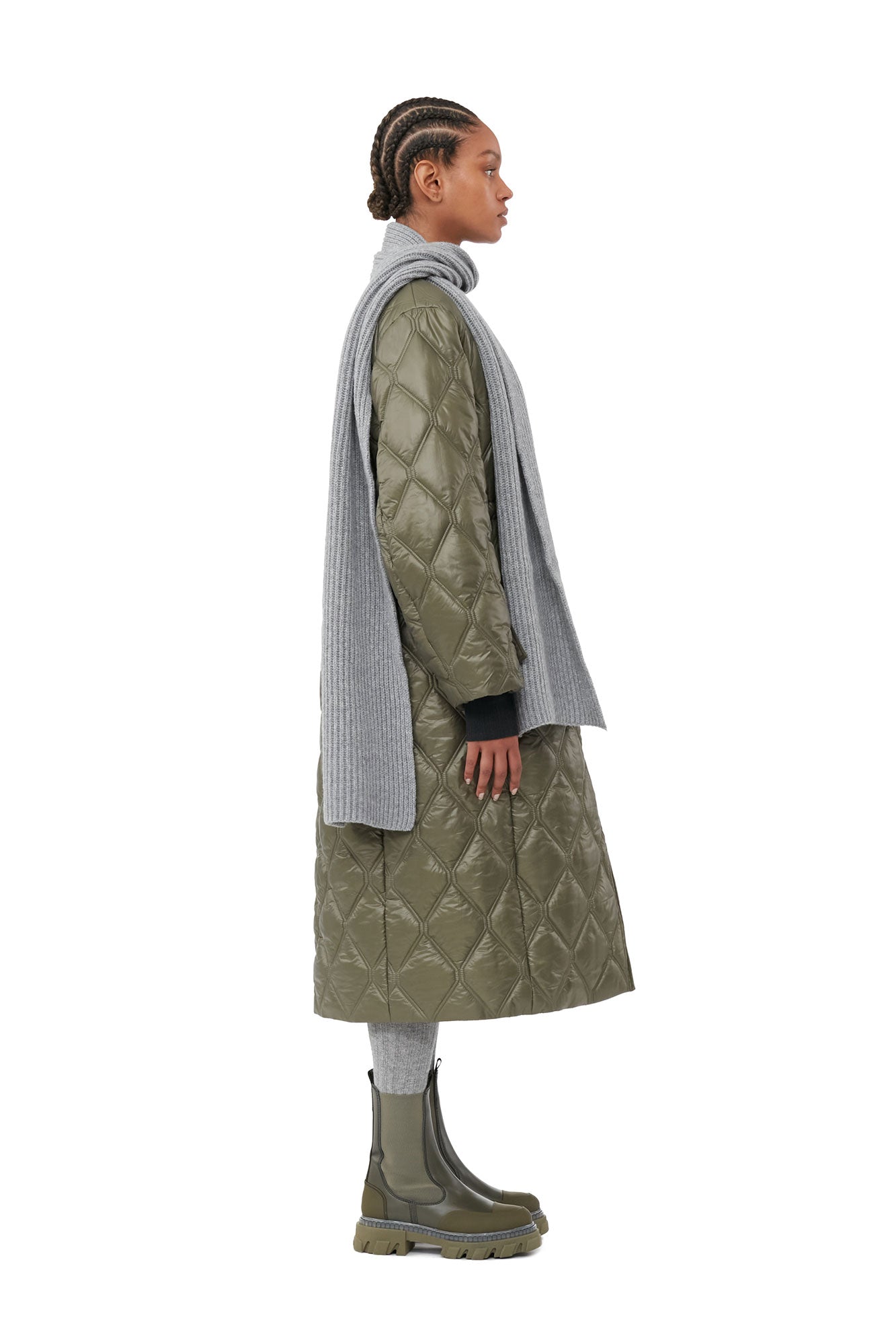 Shiny Quilt Long Coat | Kalamata