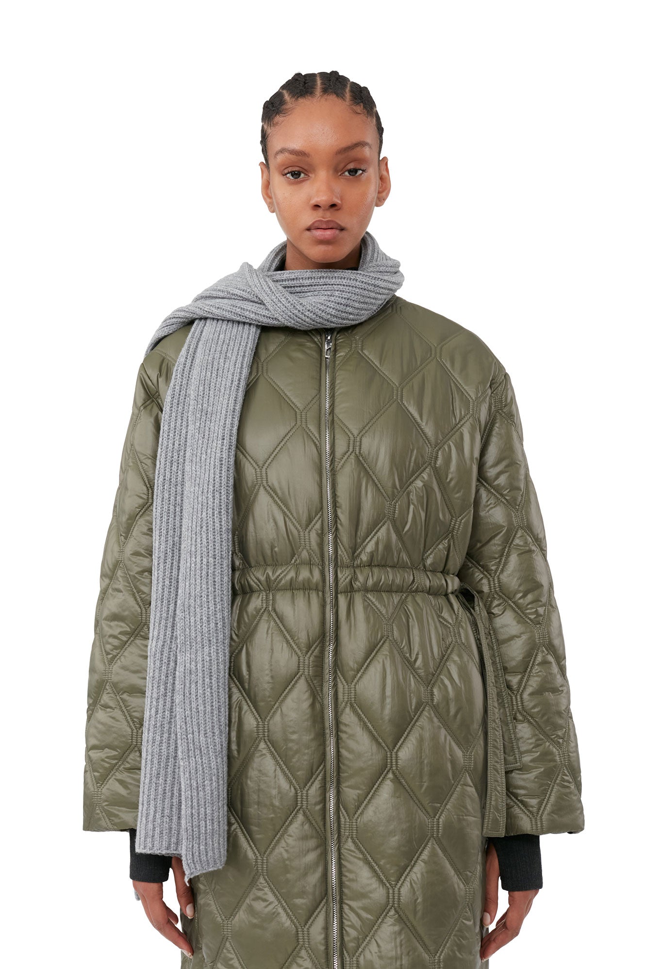 Shiny Quilt Long Coat | Kalamata