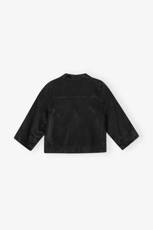 Washed Satin Crop Shirt | Black