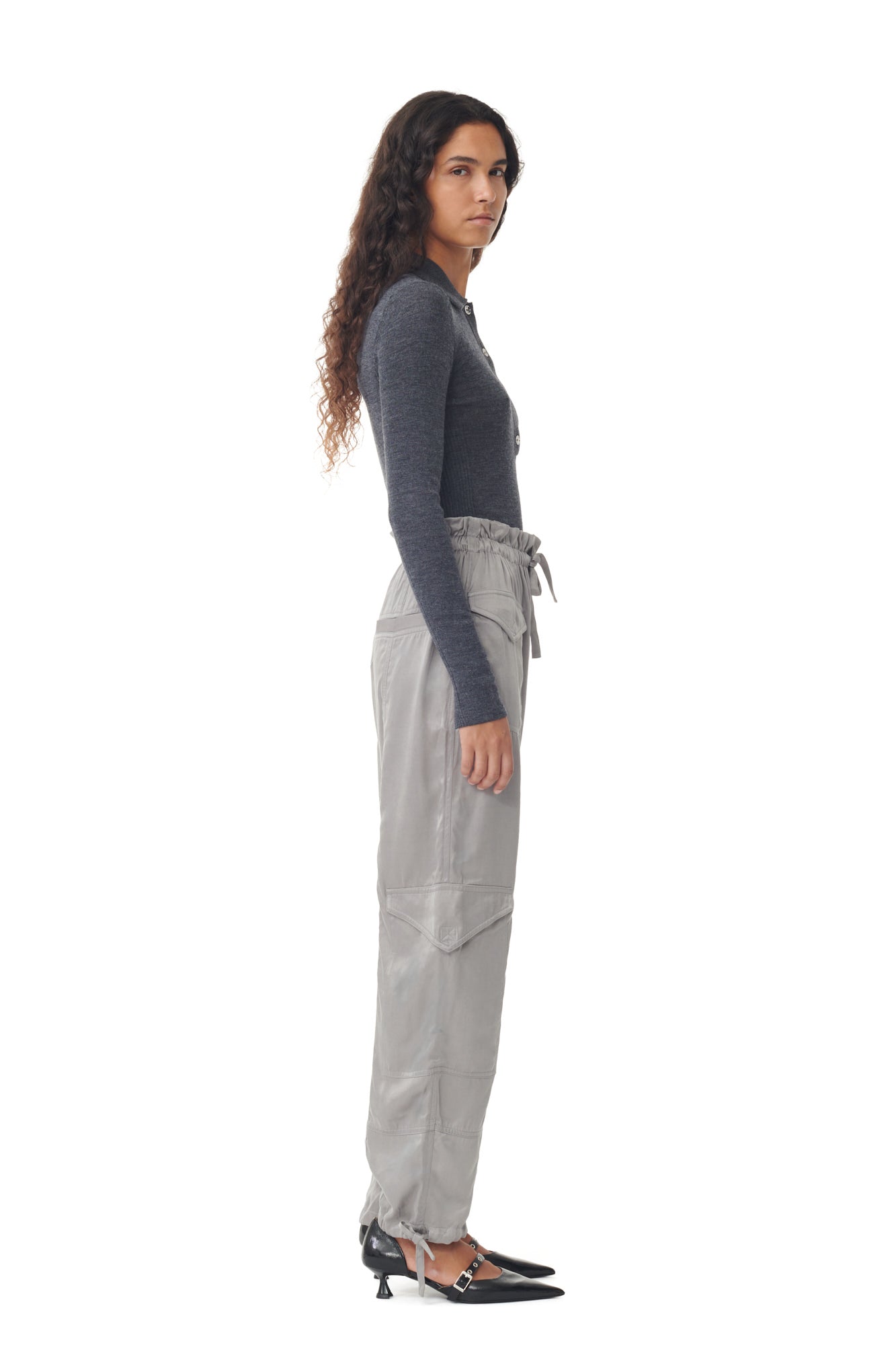 Washed Satin Pants | Frost Gray