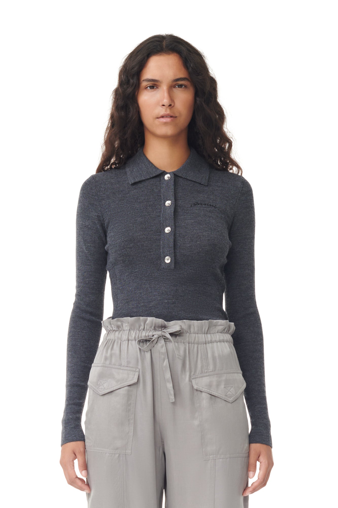 Washed Satin Pants | Frost Gray