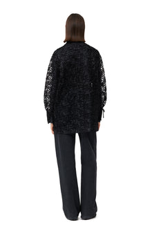 Ribbon Tulle Raglan Shirt | Black