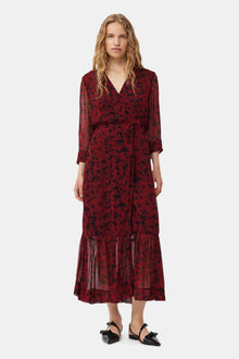Printed Light Georgette Wrap Midi Dress | Syrah