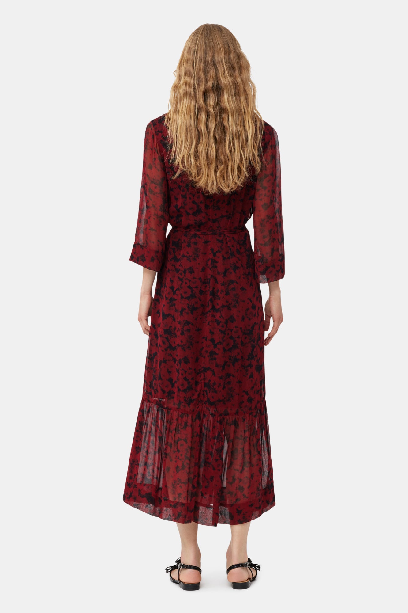 Printed Light Georgette Wrap Midi Dress | Syrah