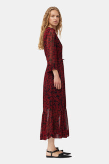 Printed Light Georgette Wrap Midi Dress | Syrah