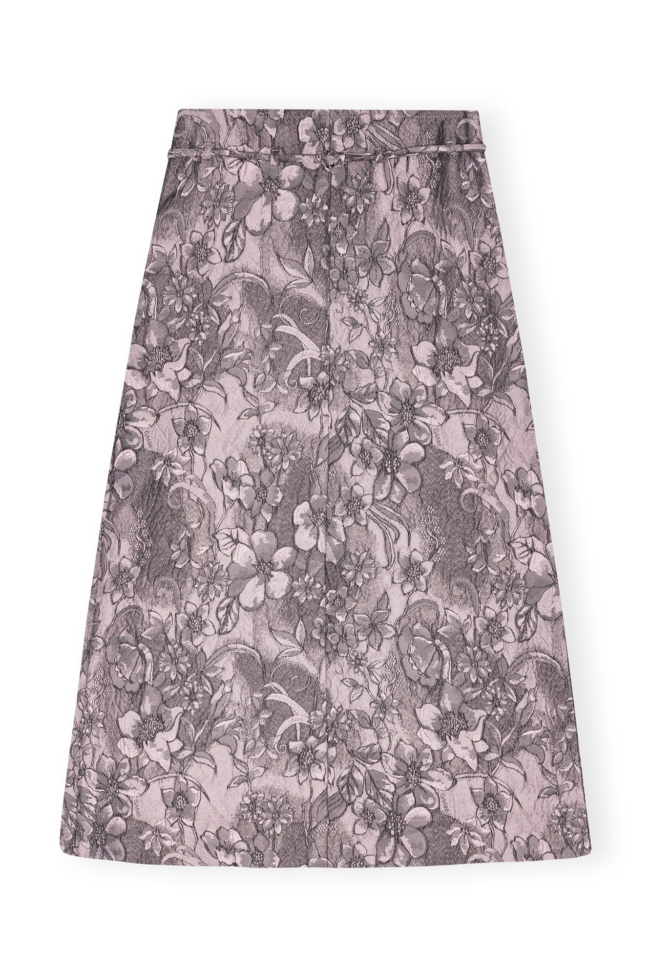 Rippled Jacquard Long Slit Skirt | Black Lotus