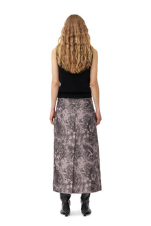 Rippled Jacquard Long Slit Skirt | Black Lotus