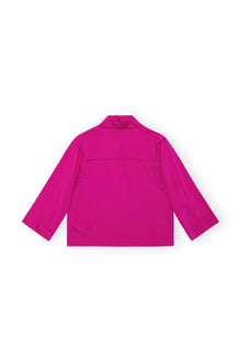 Washed Satin Crop Shirt | Fuchsia Red