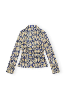 Snake Printed Crinkled Satin Fitted Shirt | Safari
