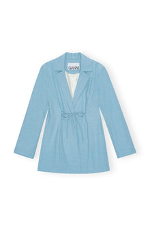 Drapey Melange Tiestring Blazer | Powder Blue