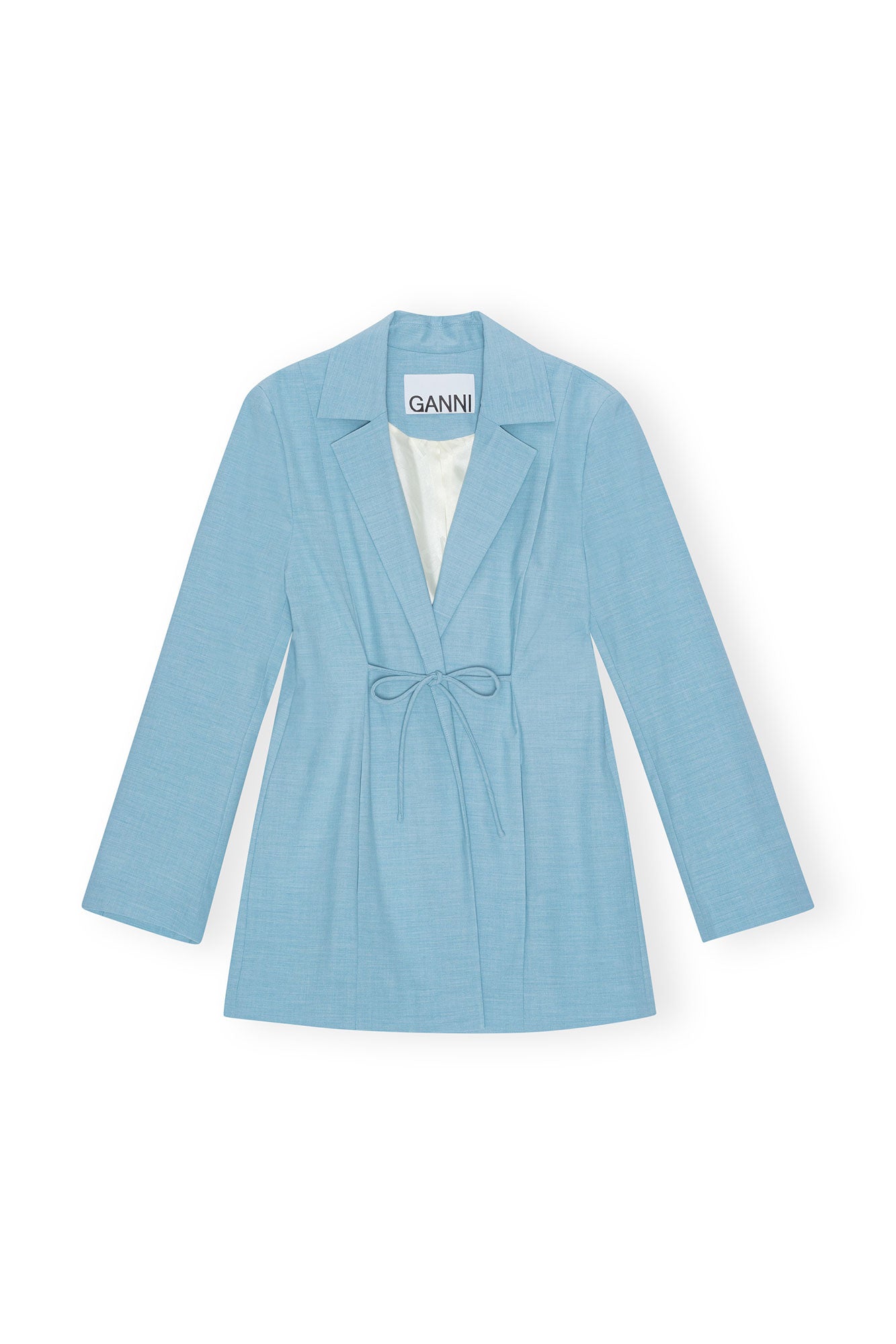 Drapey Melange Tiestring Blazer | Powder Blue