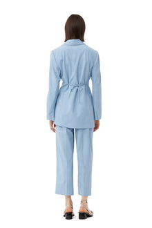 Drapey Melange Tiestring Blazer | Powder Blue