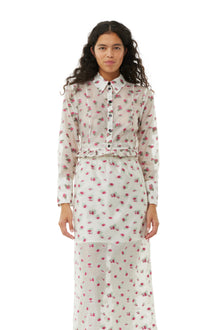 Floral Organza Jacquard Long Elasticated Skirt | Tofu