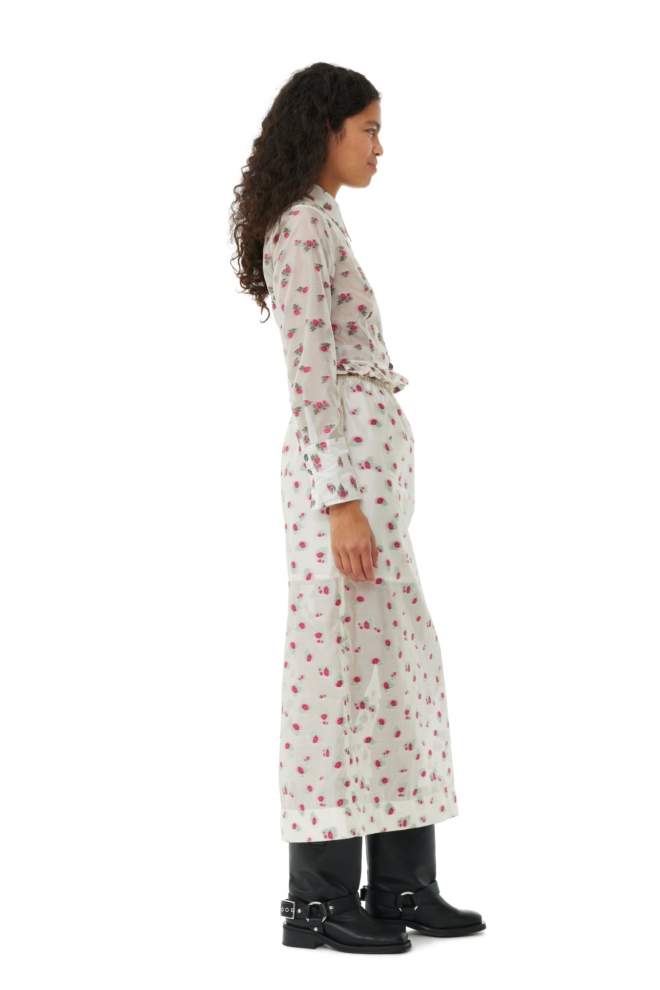 Floral Organza Jacquard Long Elasticated Skirt | Tofu