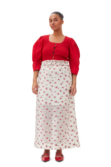 Floral Organza Jacquard Long Elasticated Skirt | Tofu