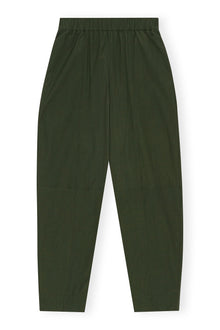 Cotton Crepe Elasticated Curve Trousers | Kombu Green