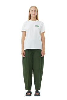 Cotton Crepe Elasticated Curve Trousers | Kombu Green