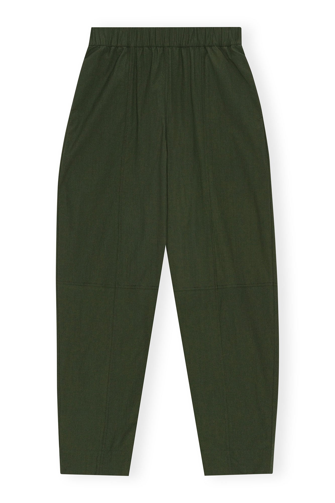 Cotton Crepe Elasticated Curve Trousers | Kombu Green