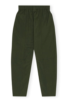 Cotton Crepe Elasticated Curve Trousers | Kombu Green