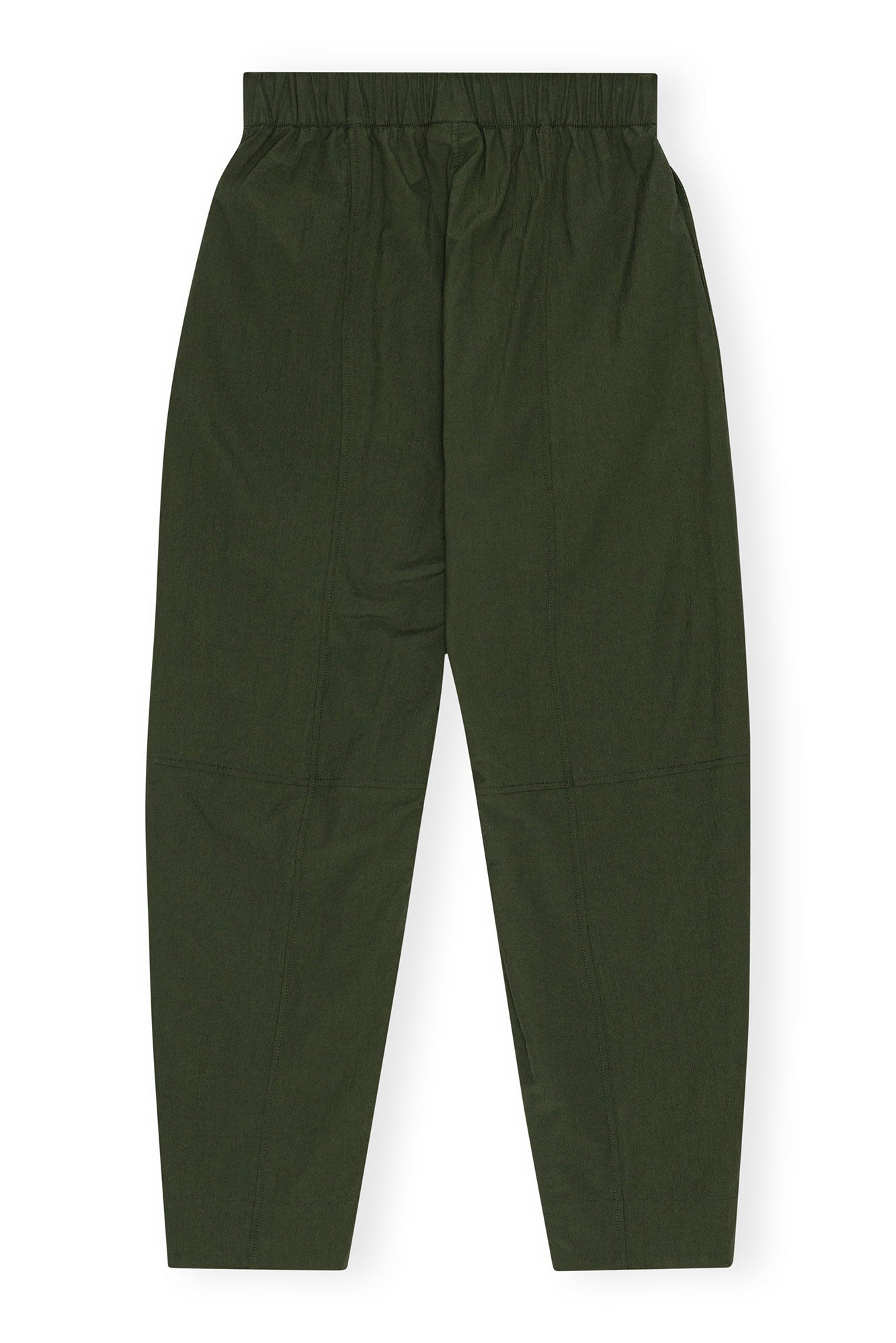 Cotton Crepe Elasticated Curve Trousers | Kombu Green