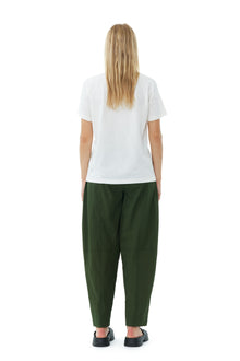 Cotton Crepe Elasticated Curve Trousers | Kombu Green