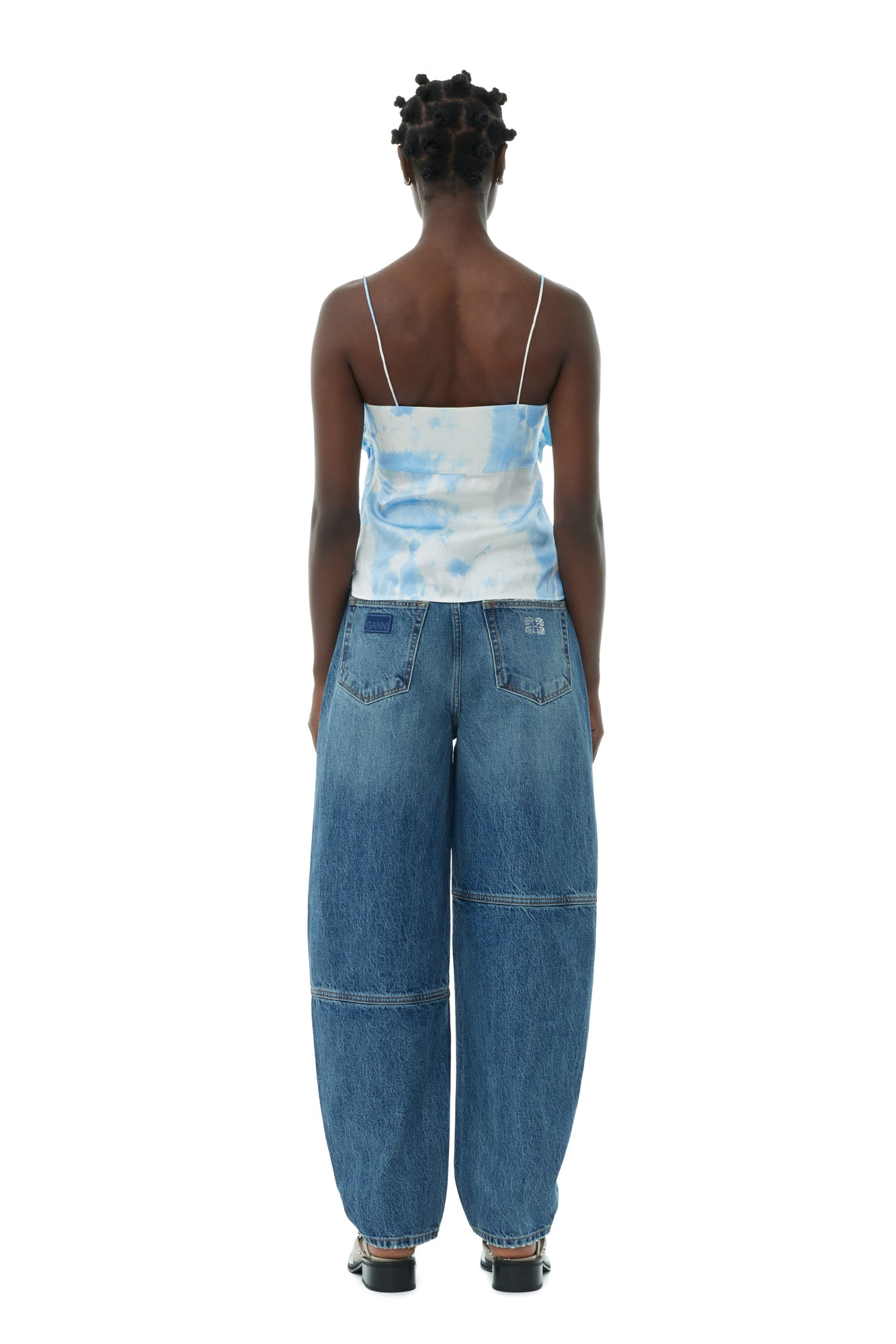 Printed Satin Slip Top | Powder Blue