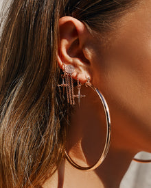 Pave Mini Cross Hoops | Rose Gold | Swarovski Crystals