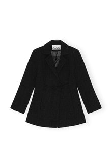 Textured Suiting Tie String Blazer | Black