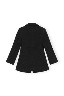 Textured Suiting Tie String Blazer | Black