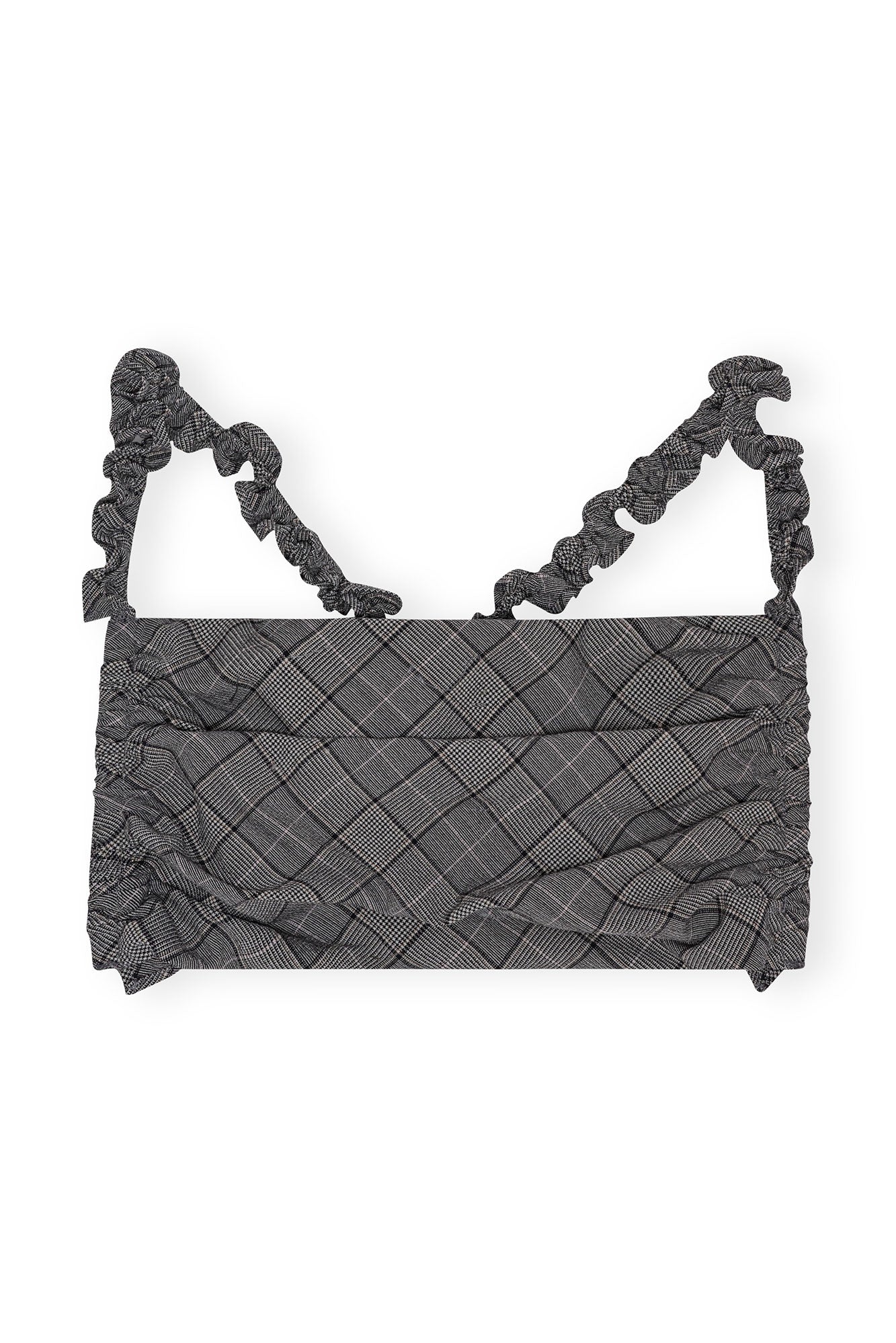 Checkered Mix Ruched Top | Frost Gray