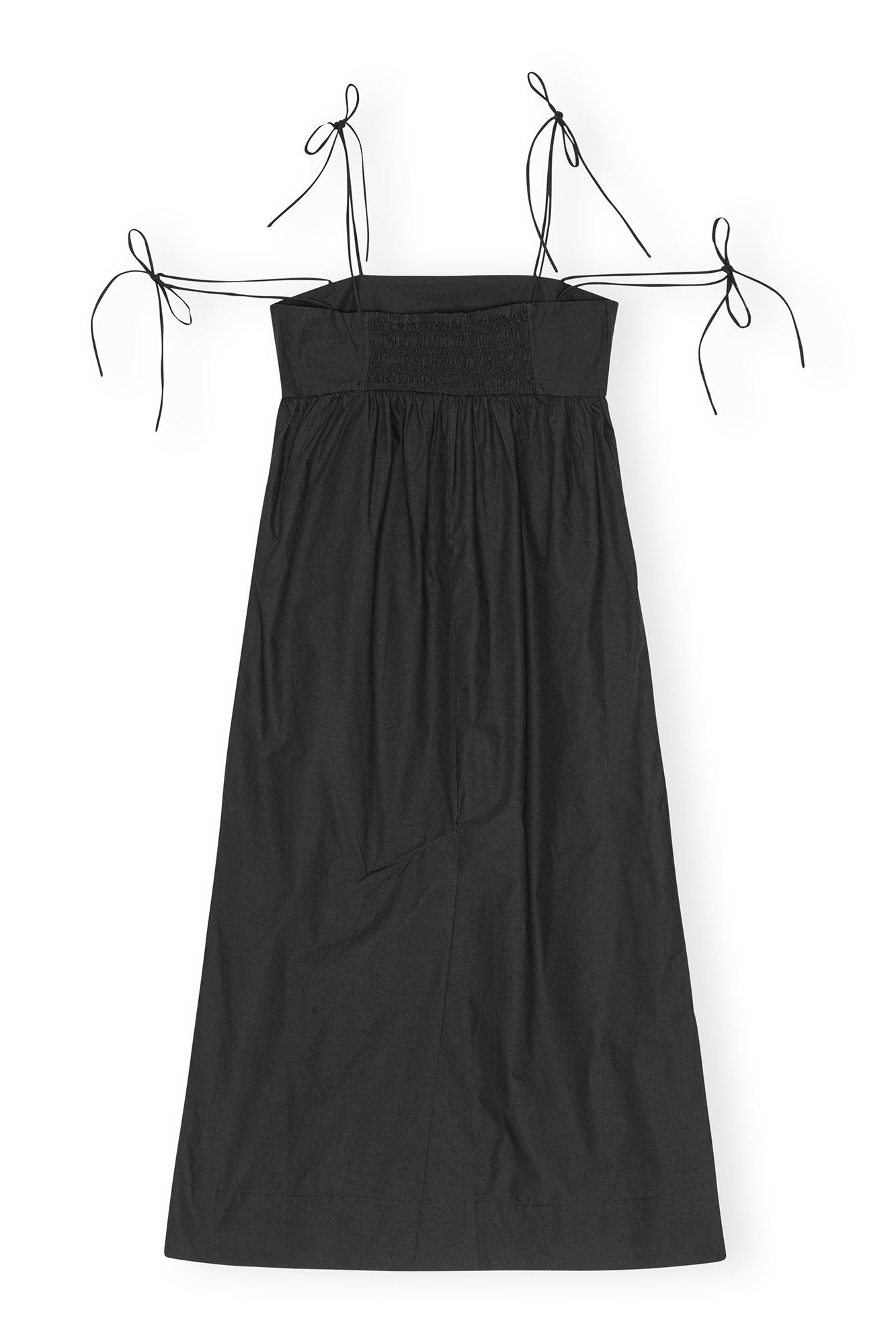 Cotton Poplin String Midi Dress | Black