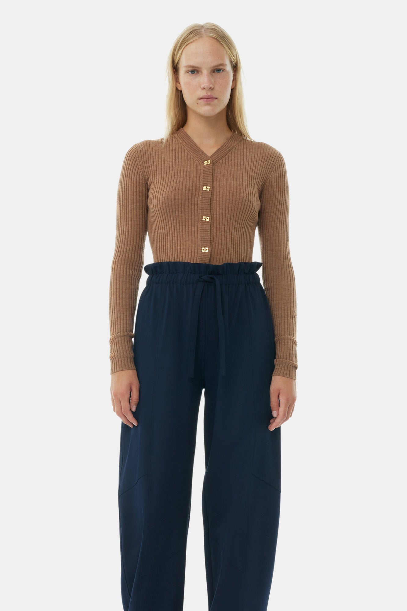 Light Solid Elasticated Waist Pants | Sky Captain