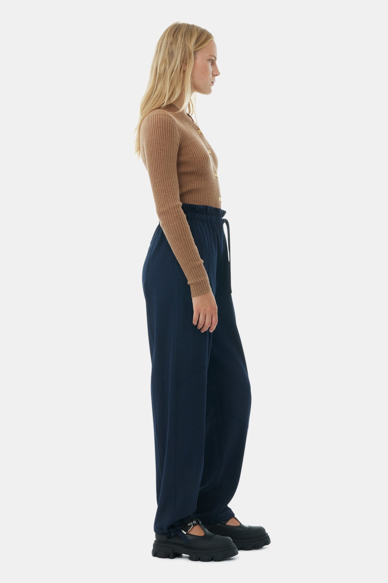 Light Solid Elasticated Waist Pants | Sky Captain