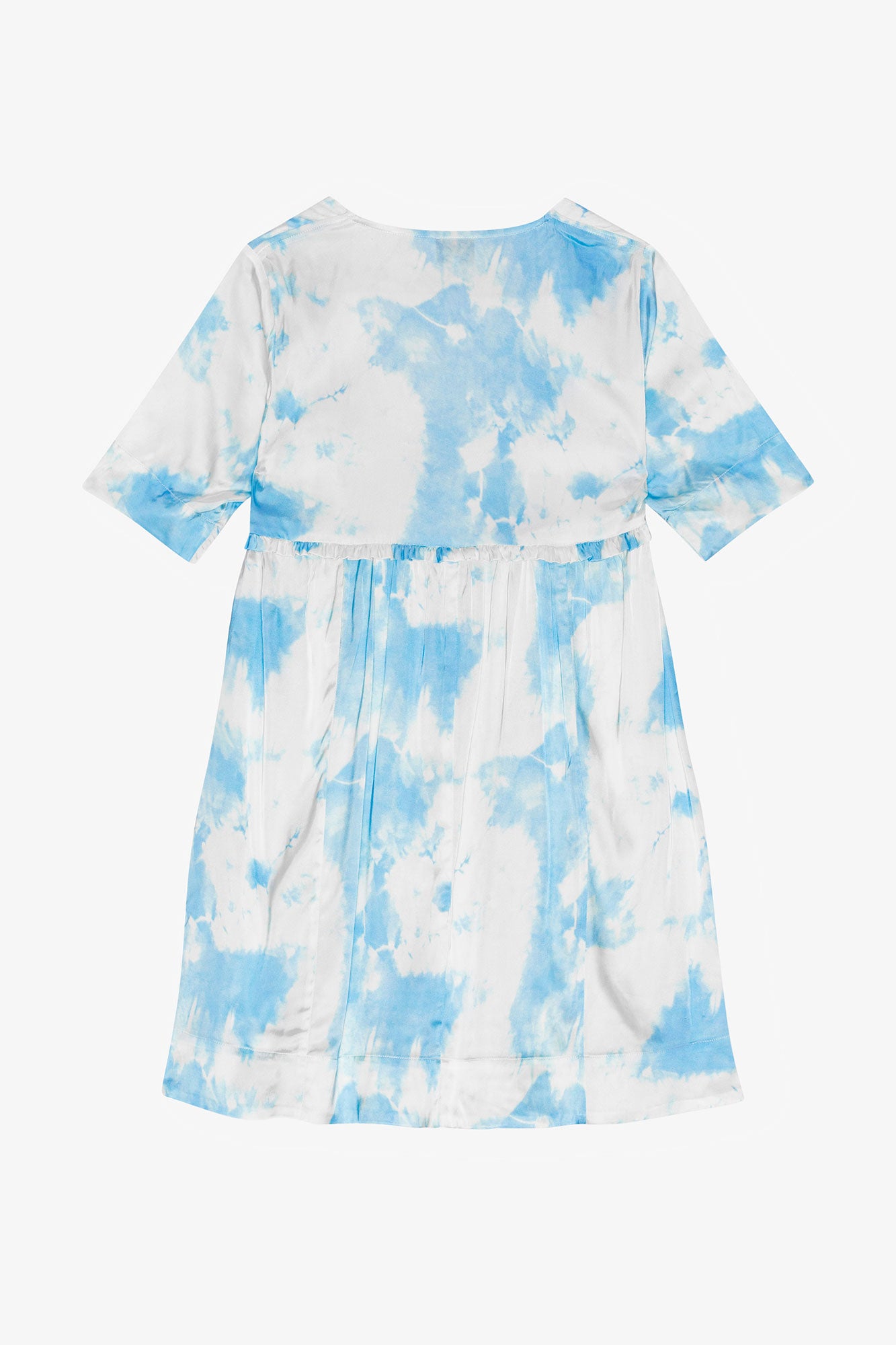Printed Satin Short Sleeve Mini Dress | Powder Blue