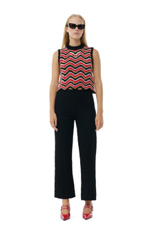 Textured Suiting Cropped Pants | Black