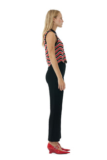 Textured Suiting Cropped Pants | Black