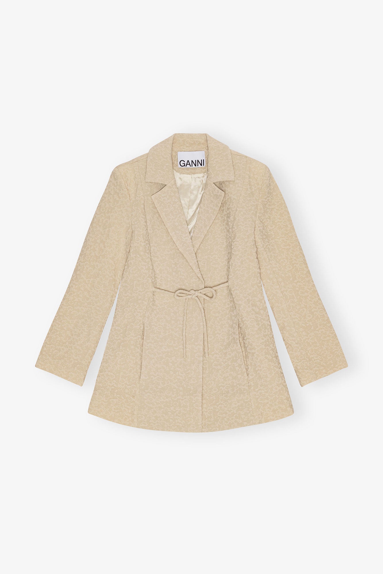 Textured Suiting Tie String Blazer | Oyster Gray