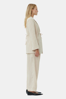 Textured Suiting Tie String Blazer | Oyster Gray