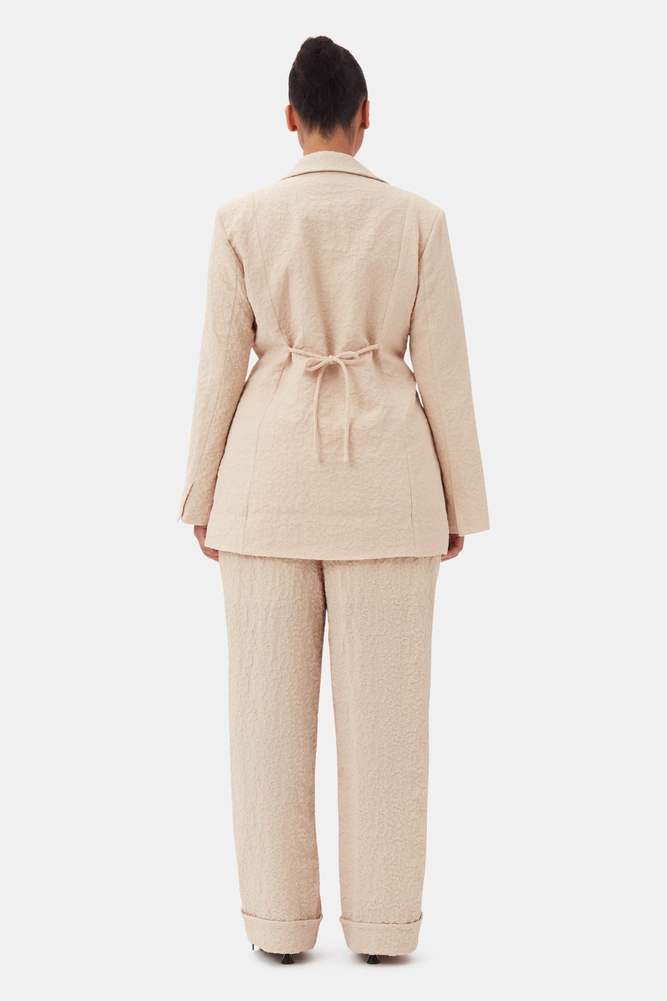 Textured Suiting Tie String Blazer | Oyster Gray