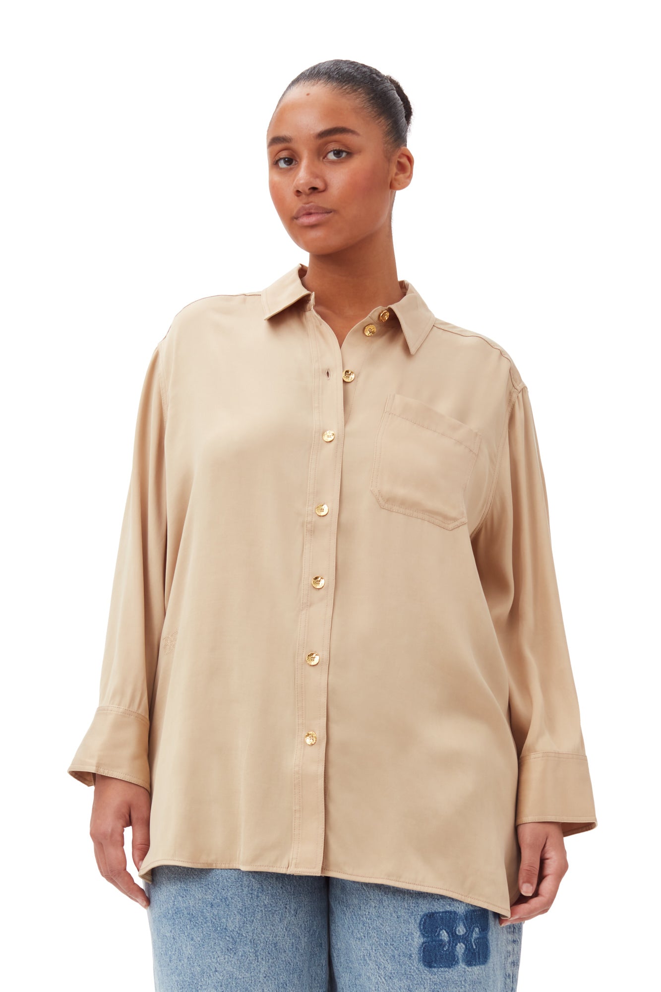 Washed Satin Shirt | Safari